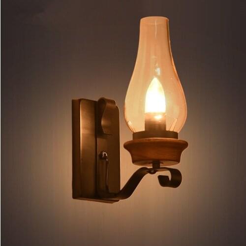 Wall lamp bedroom lamp study room lamp living room lamp modern fashion metal wood glass