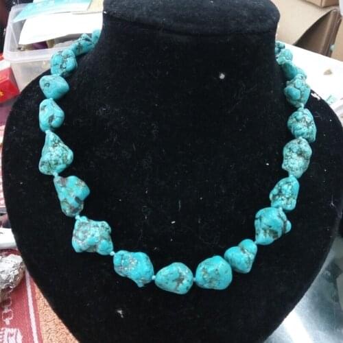 Genuine Tophus Necklace Irregular Turquoise Necklaces Magnesite Gemstone Natural Stone Jewelry Nugget Knot Yoga Mala Healing