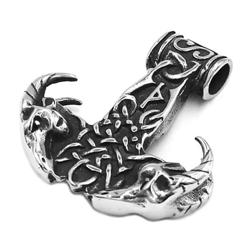 Norse Viking Axe Pendant Stainless Steel Jewelry Vintage Thor Hammer Celtic Knot Biker Pendant Mens Women for Gift SWP0567