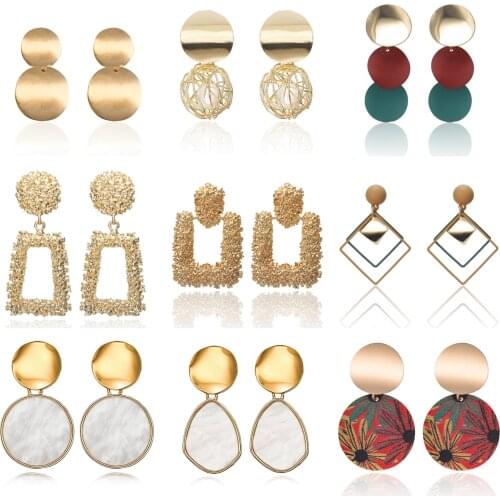 New Fashion Stud Earrings For Women Golden Color Round Ball Geometric Earrings For Party Wedding Gift Wholesale Ear Jewelry