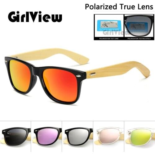 Girlview Bamboo Legs Sunglasses Men Women Polarized Coating Sunglass Driver Goggles Wooden Eyewear