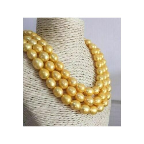 HUGE NATURAL AAA 10-11MM SOUTH SEA GOLDEN PEARL NECKLACE 50 INCH