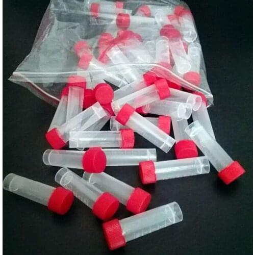 10PCS 5ml refrigerated tube, plastic graduated plastic test tube with red screw cap, plastic refrigerated tube