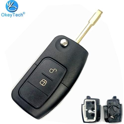 OkeyTech Flip Car Key Shell for Ford Focus Mk2 Mk3 Mk4 2 Fiesta Mondeo Ranger Fusion S Max 2 Button FO21 HU101Blade