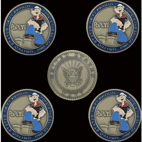 5PCS Commemorative Popeye Souvenir Coin Home Decor Gift Best Collection for Popeye Fans