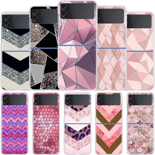 Geometry Clear Hard PC Case for Samsung Galaxy Z Flip 3 5G Plastic Phone Coque Folding Splitting for Z Flip 3 Cover Shell Caso