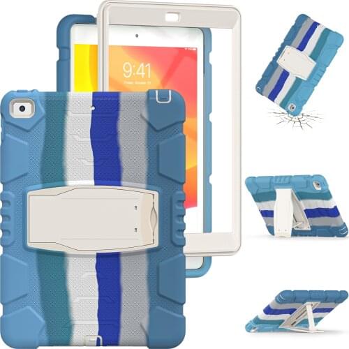 Colorful Rainbow Cover for iPad 8th/7th Generation 10.2"inch 2020/2019 for Kids Protective Shockproof Silicone Rugged Stand Case