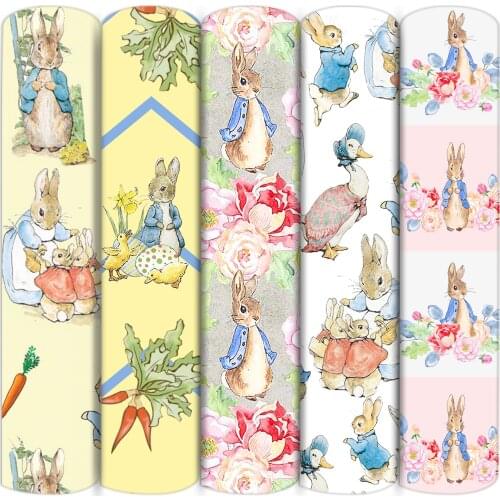 Happy Easter Egg Rabbit Polyester Cotton Sewing Quilting Fabrics Needlework Material DIY Handmade Cloth,1Yc16345