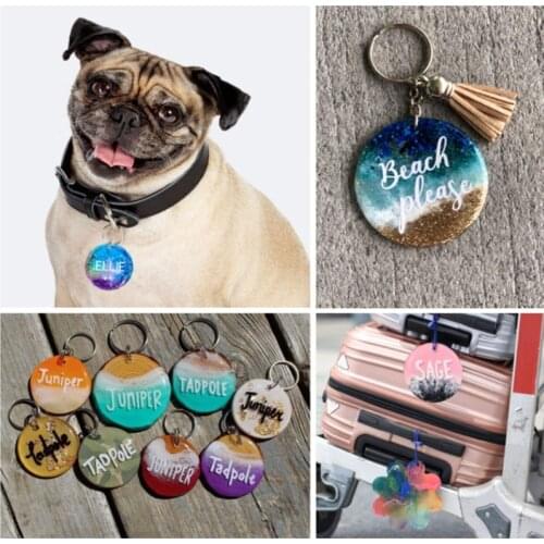 6 Pieces Dog Tag Epoxy Resin Mold Circle Round Dogs Bone Pendant Silicone Mould M2EA