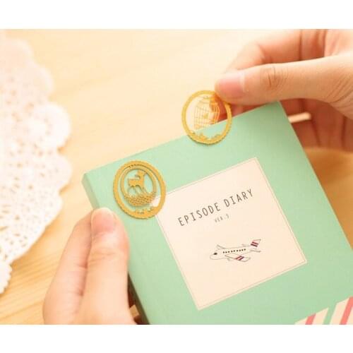 Random 20 Pieces Style Random Metal Bookmark Animal Building Circular Design Originality Stationery Mini Bookmarks Christmas New