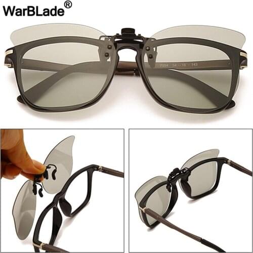 WarBLade Photochromic Polarized Sunglasses Men Clip On Sunglasses Women Cat Eye Yellow Lens Anti-Glare Driving Goggles Glasses