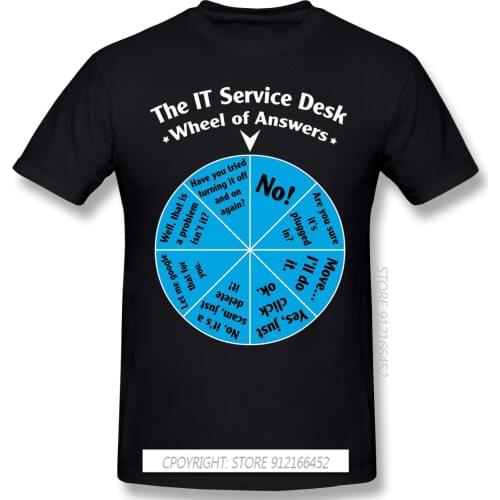 The IT Service Desk Wheel Of Answers T Shirt Men Clothes Hot Sale Linux Computer Operating System Geek Tees Shirt