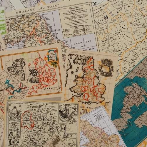 1 yard Cotton Canvas Fabric for sewing, pathwork, bag, curtain, hadmaking - Retro Map (width=145cm)
