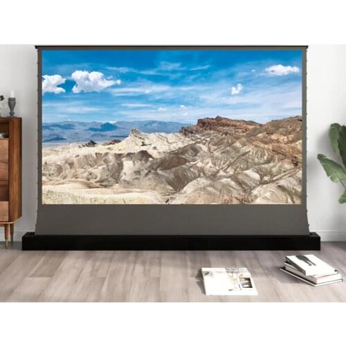 TRINOVISUALS 150inch High Class Flexible Grey Home Use Electrical Floor Rising Screen