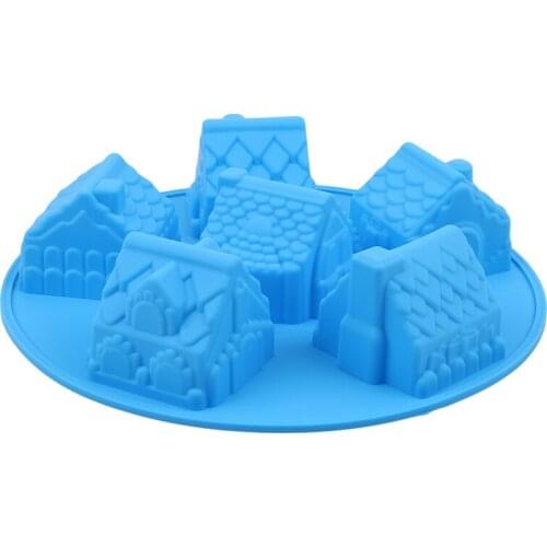 Convenient Silicone DIY Mold With 6 Modules And House Type Making Ice Cubes Candy Chocolate Cake Biscuit Mold