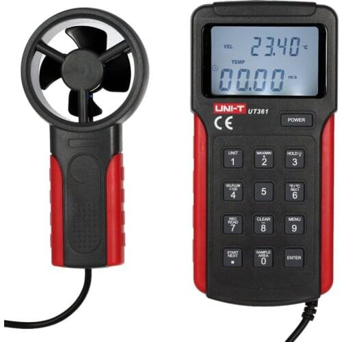 UNI-T UT361 Anemometer Wind Speed gauge meter Air Velocity Flow Temperature Measuring