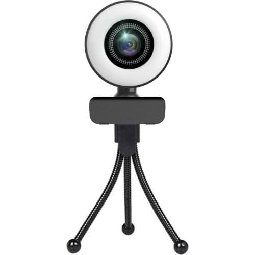 Web Camera Auto Focus Ring Beautify Fill-in Lighting Video Webcam 4K 5 million HD Live Broadcast Mic USB