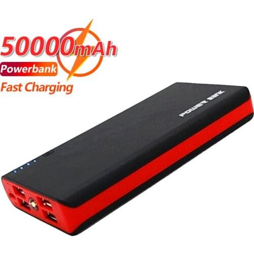 2021 50000mAh Power Bank Fast Charging LED Light 4 USB Outdoor Portable External Battery Phone Charger for IPhone Xiaomi Samsung