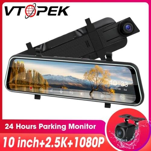 Vtopek 2.5K Car Dvr 10 Inch Touch Stream Media Rear View Camera 1080P Video Recorder Monitor Night Vision Auto Vehicle Dash Cam