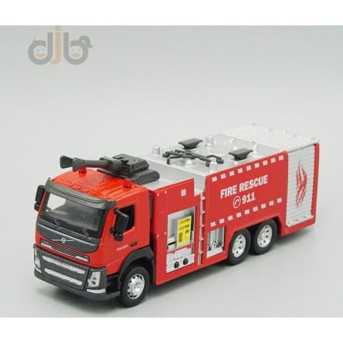 1:50 Diecast Metal Model Toy Water Cannon Fire Truck With Sound&Light