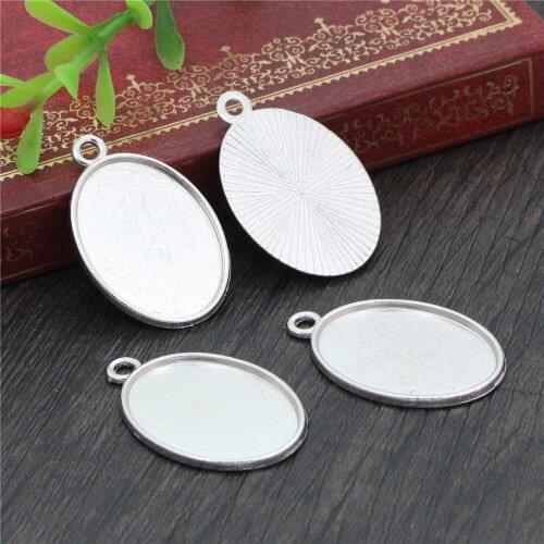 10pcs 18x25mm Inner Size Rhodium Plating Classic Style Cameo Cabochon Base Setting Charms Pendant necklace findings (C1-32)