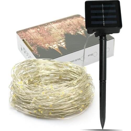 100 led solar LED Light LED Copper Wire String 10 M Holiday Outdoor led strip Christmas Party Wedding Decoration