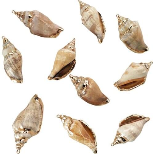 20pcs Gold Color Plated Shell Charms Pendant for Necklace Bracelet Jewelry DIY Handmade Shell Pendants natural sea shells