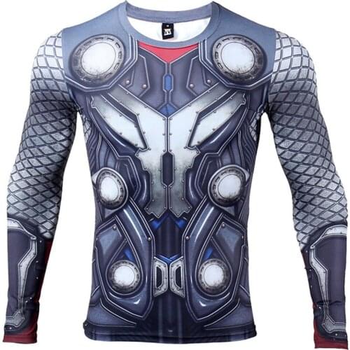 2021 3D Printed T shirts Men Compression Shirt Hero Cosplay Long Sleeve Tops Male Gym Fitness BodyBuilding Clothes