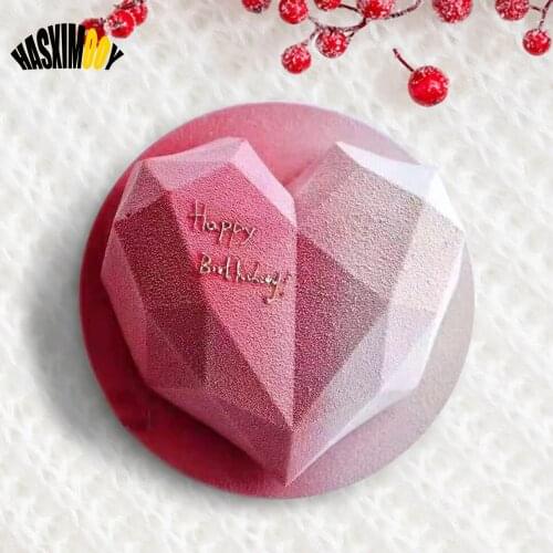 3D Heart Shape Fondant Cake Chocolate Baking Mould Diamond Love Silicone Cake Mold Silicone Cookie Muffin Baking Tool Dessert