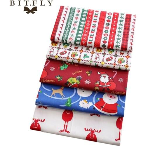 5pcs Christmas Santa Claus Printed Cotton Sewing Fabric for Patchwork Needlework DIY Handmade Material Christmas Decorations