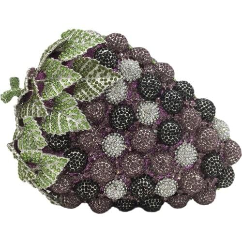 Boutique De FGG Novelty Grapes Clutch Women Crystal Evening Bags Wedding Cocktail Ladies Rhinestone Minaudiere Purse and Handbag