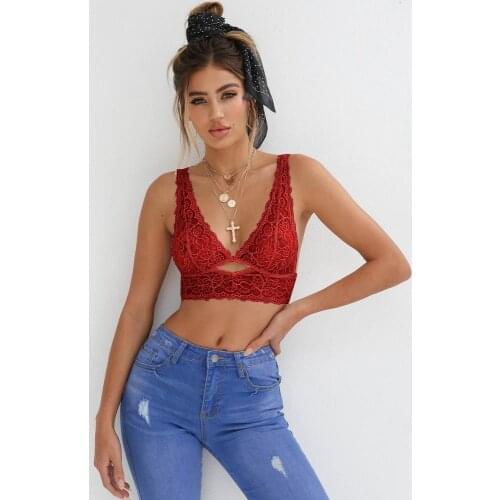 Sexy Women Deep V Floral Lace Bralette Crop Top Unpadded e Sexy Bra Sheer Mesh Bra sexy lingerie for women Bra 2020 New Hot