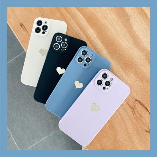 Electroplated Golden Love Heart Phone Case For iPhone 12 11 Pro Max X XR XS Max 7 8 Plus 12 Mini SE 2020 Candy Color Back Cover
