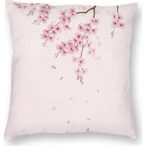 Cherry Blossom Sakura Floral Pattern Cushion Cover Sofa Living Room Japanese Flowers Square Throw Pillow Case 40x40cm