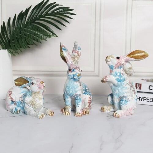 Nordic Style Home Decor Painted Rabbit Resin Decoration Living Room Window Accessories Cute Animals Crafts Ornaments