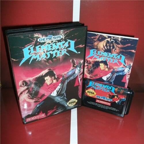 Elemental Master US Cover with Box and Manual For Sega Megadrive Genesis Video Game Console 16 bit MD card