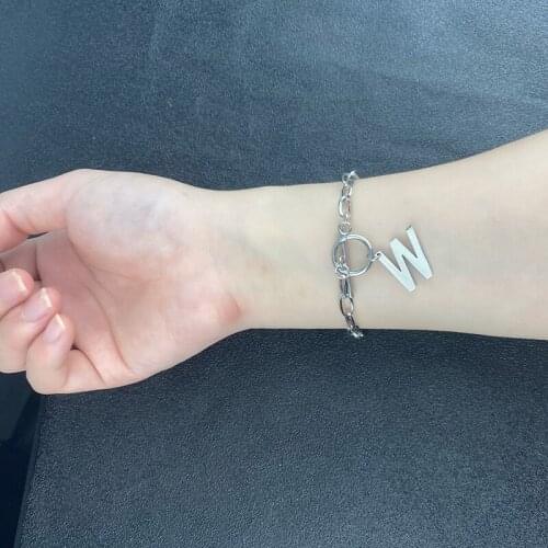 European and American fashion 26 letter bracelet stainless steel bracelet men and women jewelry gifts for girlfriend