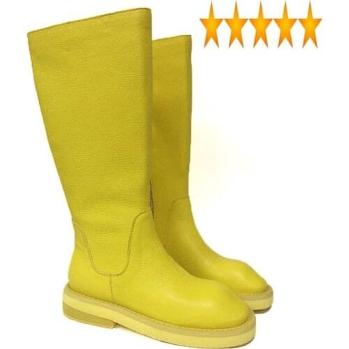 Fleece Top Quality Women Winter Lining Knee High Snow Round Toe Med Heel Motorcycle Riding Boots Cow Genuine Leather Shoes