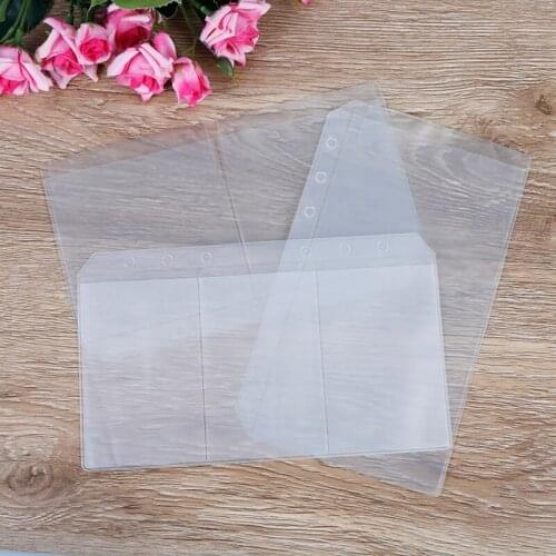 1PC A6 1/2/3 Grids Transparent Loose Leaf Zipper Pockets Credit Card Pocket