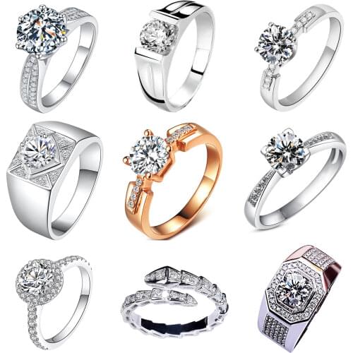 Original Design Real S925 Sterling Silver Rings Men and Women Luxury Exquisite Engagement Wedding Couple Jewelry Multiple Styles