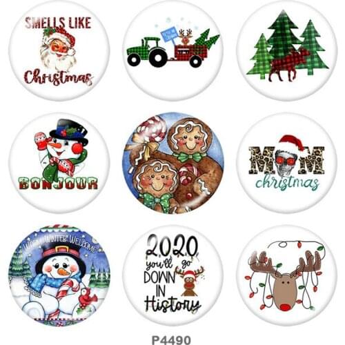Snowman Christmas 12mm/18mm/20mm/25mm/30mm Round glass cabochon flat back Making findings snap button jewelry P4490