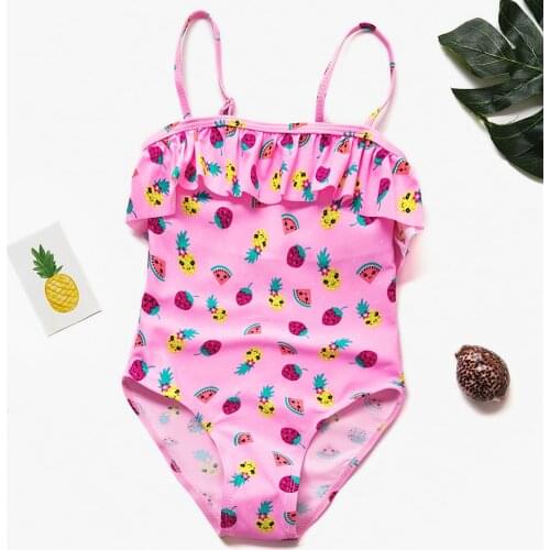 2-8Years Swimwear For Girls One Piece Ruffle Style Unicorn Childrens Swimwear With Rainbow Girls Bathing Suit Cute 2021 New