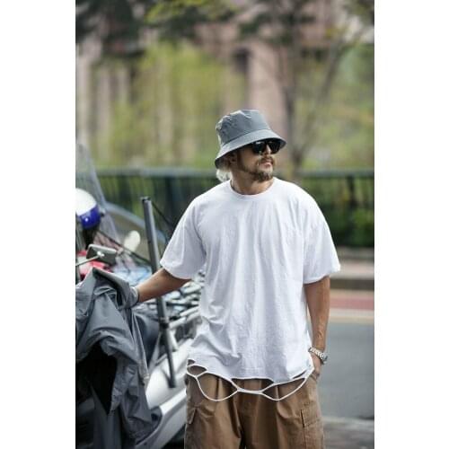 Mens new solid color round neck dilapidated loose fashion short sleeve T-shirt personalized hip-hop non mainstream fluorescent