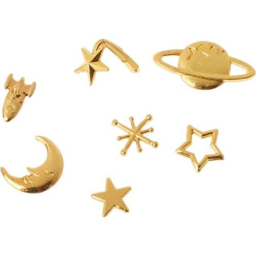 7Pcs Starry Sky Universe Epoxy Resin Fillers Open Bezel Charm Jewelry Making Handmade