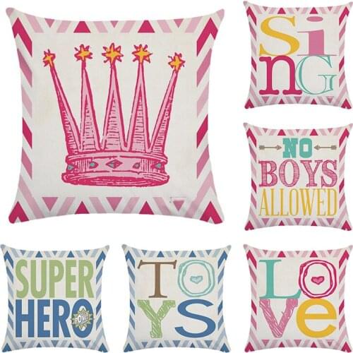 Cushion Cover Home Sweet Pillow Case Cotton Polyester Sunshine Love Letter Cushion Sofa Bedroom Decorative Pillow Cover CR065