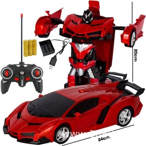 New Charging Remote Control Deformation Car One-Button Deformation Remote Rontrol Car Robot Children Toy Car Funny Gift