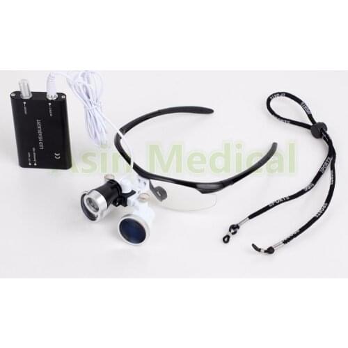 New Portable Dentist Surgical Binocular Dental Loupe Optical Glass with LED Head Light Lamp