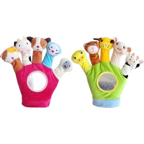 Toddler Baby Child Zoo Animal Hand Puppet Glove Finger Plush Toy Cartoon Dolls U7EE