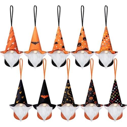 Halloween Hanging Gnomes Ornaments Plush Tomte Elf Pumpkin And Spider Decorations For Tree Table Home Decoration