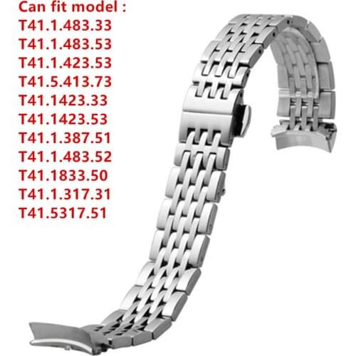 19mm 20mm Watch Strap For 1853 T41 Lelocle Watches Stainless Steel Watch Band Bracelet Male Butterfly Buckle Watchband